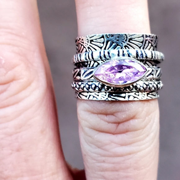 New Pink Topaz 925 Silver Spinner Meditation Ring. - Picture 2 of 10
